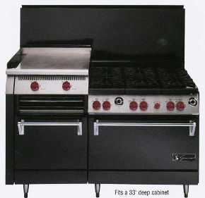 Black 59" Six Burners &amp; 22&quot; Manual Raised Griddle